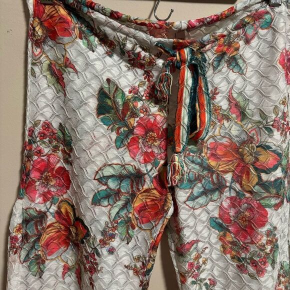 Becca by Rebecca Virtue Floral Crochet Lace Slit Wide Leg Swim Cover Size Small - Picture 3 of 10